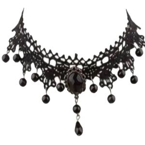 Choker Necklace #4, Goth, Dramatic, NIP, Black w/Black Jewels & Beads